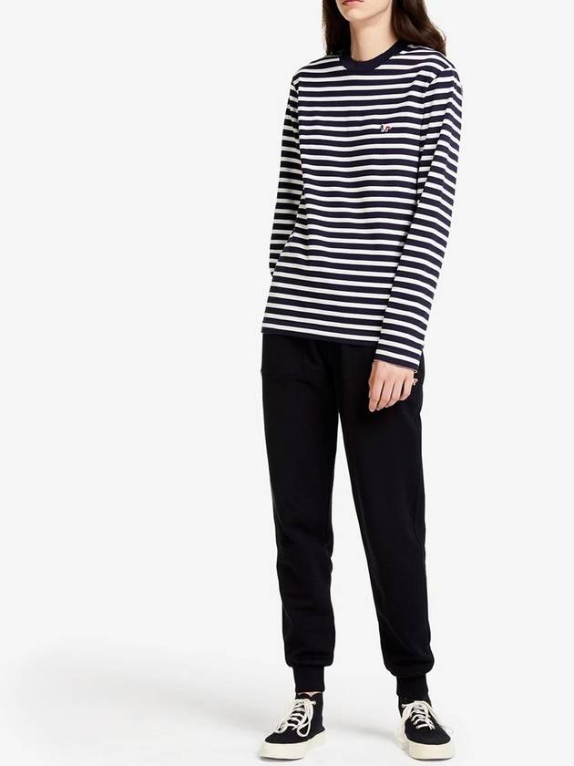 Fox Logo Stripe Long Sleeve T-Shirt Navy - MAISON KITSUNE - BALAAN 5