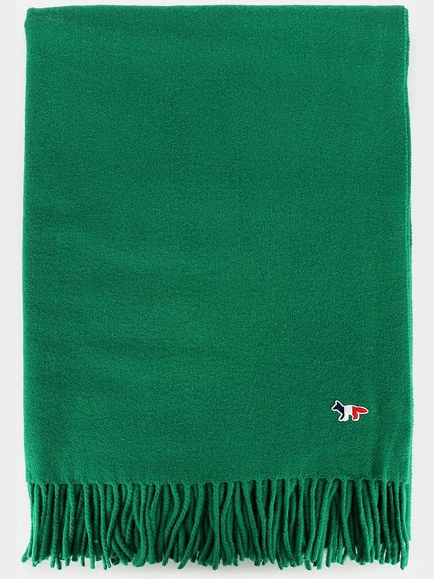 Small Tricolor Fox Wool Muffler Green - MAISON KITSUNE - BALAAN 3