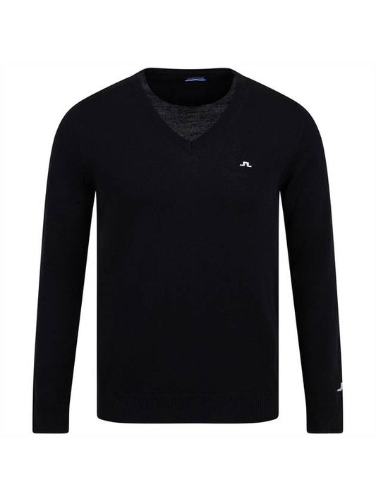 Men's Lehman V-Neck Knit Top Black - J.LINDEBERG - BALAAN 1