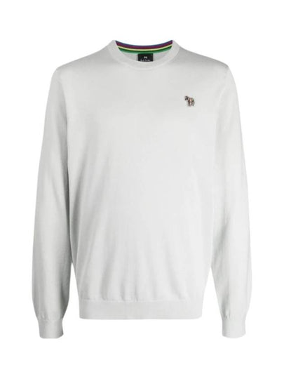 Zebra Patch Crew Neck Knit Top Light Grey - PAUL SMITH - BALAAN 2