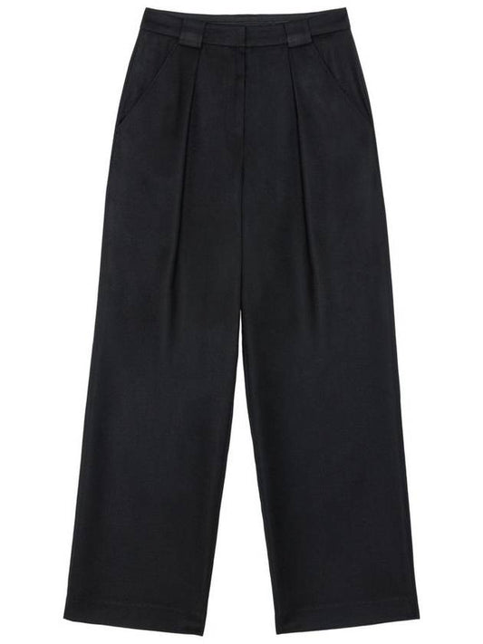 Meryl pin tuck belt loop point straight wide pants black MERYL13BK - RAMUSTUDIO - BALAAN 1