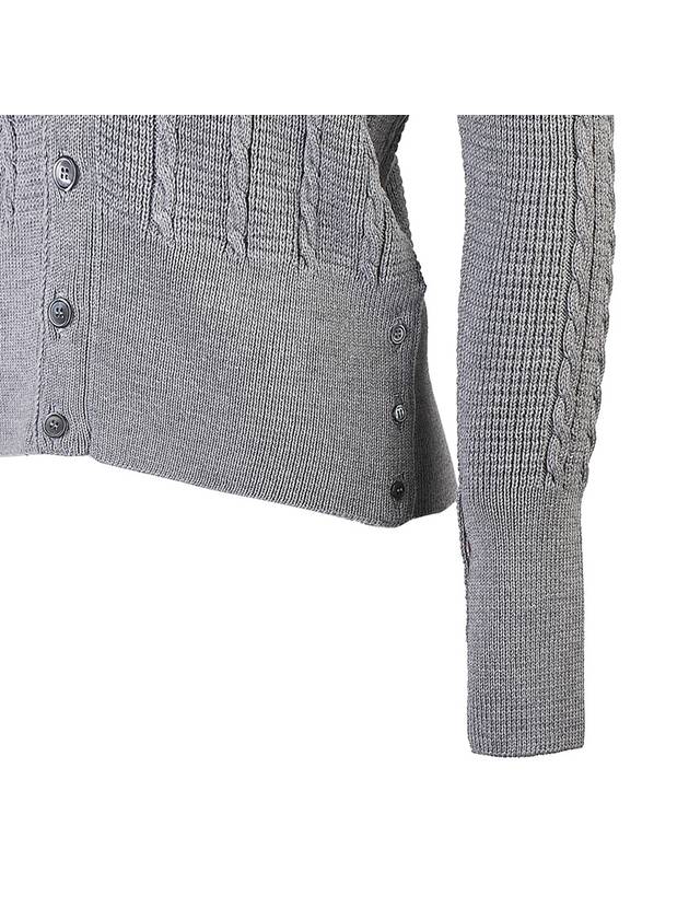 Cable Knitwear Virgin Wool Cardigan Grey - THOM BROWNE - BALAAN 8