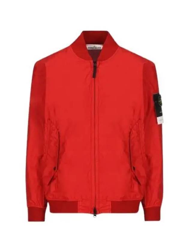 Men's Wappen Patch Zip-Up Bomber Jacket Red - STONE ISLAND - BALAAN 2