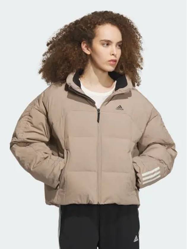 Daily Cropped Down Jacket Women s Chalky Brown Black Aluma IL8939 744255 - ADIDAS - BALAAN 1