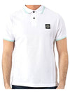 Men's Two Line Wappen Patch Cotton Short Sleeve Polo Shirt White - STONE ISLAND - BALAAN 2