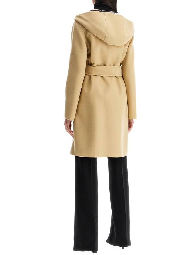 Check Reversible Hampshire Mid-length Wool Single Coat Flax - BURBERRY - BALAAN 4