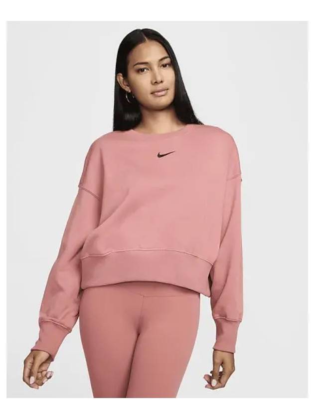 Sportswear Phoenix Fleece Women s Oversized Crew Neck French Terry Sweatshirt Canyon Pink Black FZ6810 634 700033 - NIKE - BALAAN 1