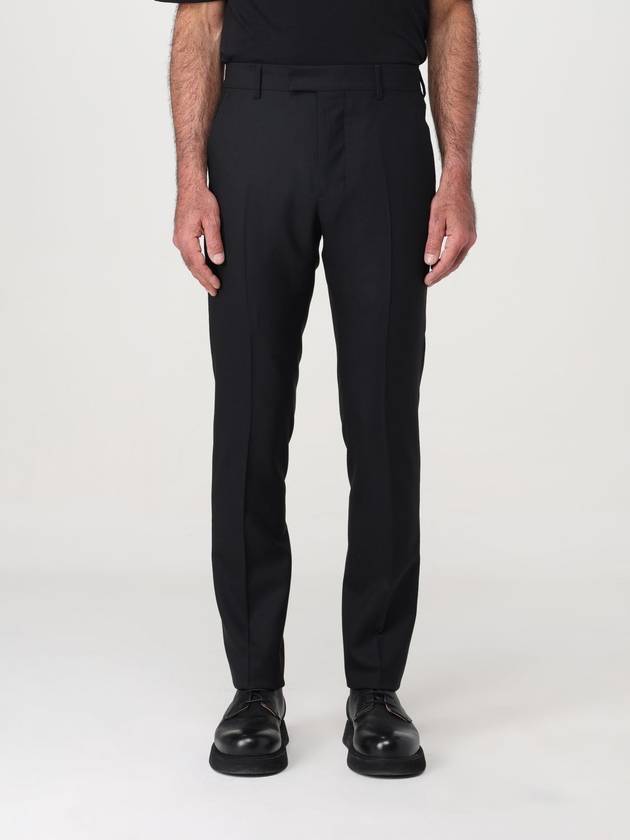 Cigarette Fit Wool Canvas Slacks Black - AMI - BALAAN 2