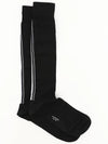 Ribbed Merino Striped Knee-High Socks Black - THOM BROWNE - BALAAN 4