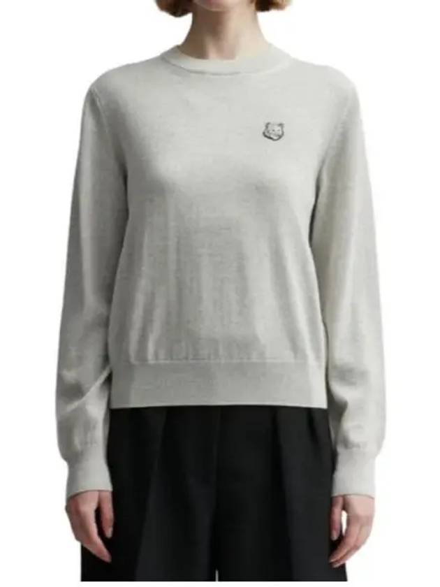 Bold Fox Head Wool Knit Top Grey - MAISON KITSUNE - BALAAN 2