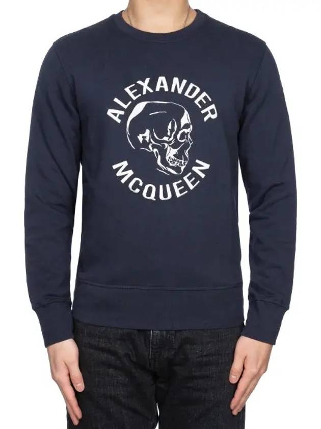 Embroidered Logo Sweatshirt Navy - ALEXANDER MCQUEEN - BALAAN 4