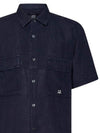 Linen Short Sleeve Shirt Navy - CP COMPANY - BALAAN 4