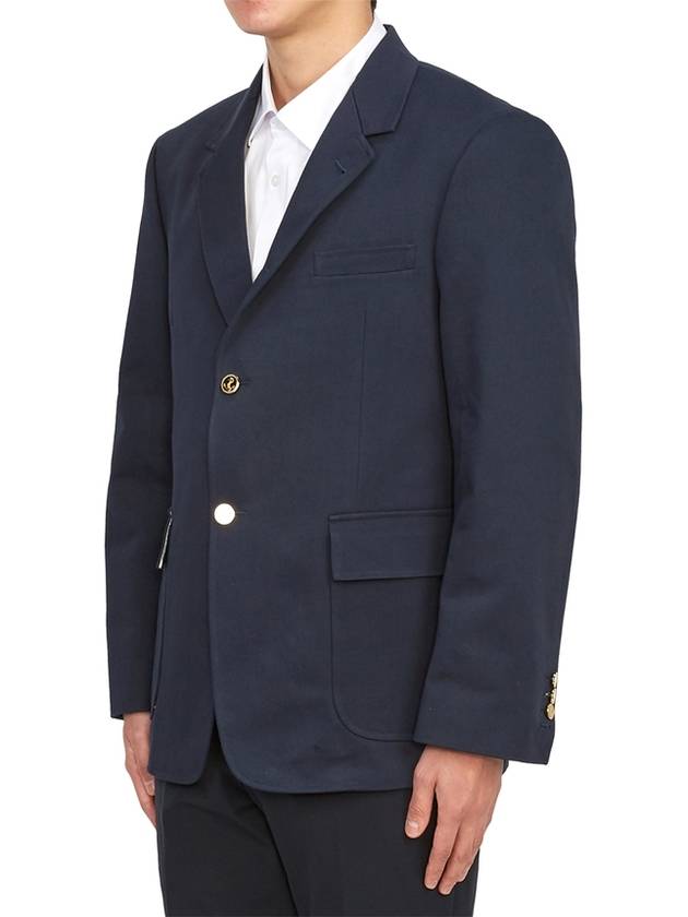 Dyed Gabardine Unconstructed Cotton Jacket Navy - THOM BROWNE - BALAAN 3