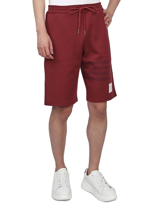 Men's Double Face 4 Bar Knit Sweatshorts Dark Red - THOM BROWNE - BALAAN.