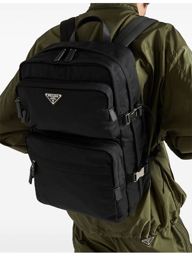 Re-nylon and Saffiano leather backpack black - PRADA - BALAAN 7