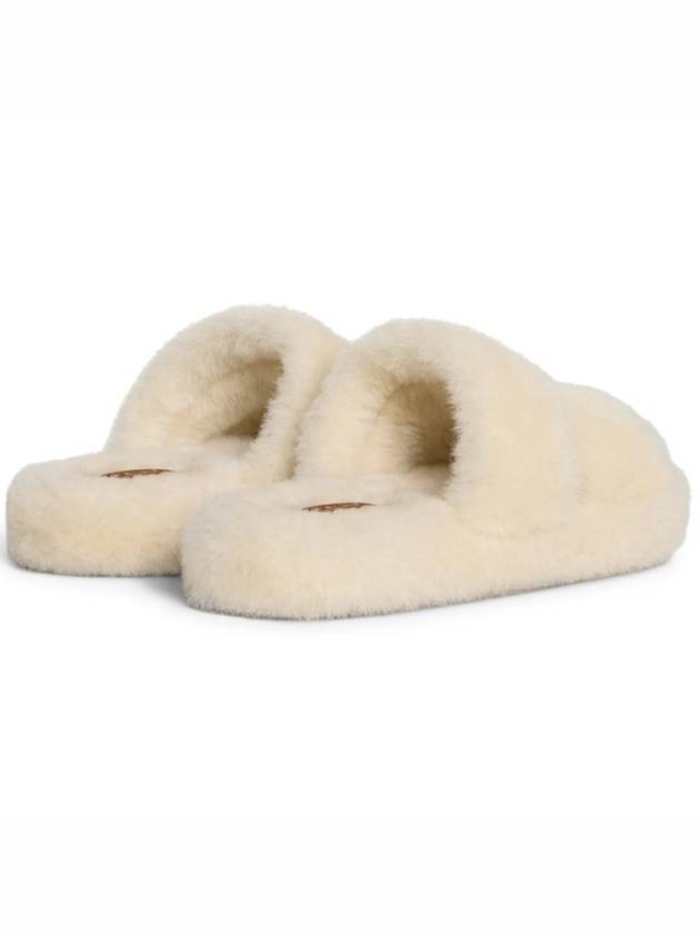 Triomphe Shearling Fur Slippers Brown Beige - CELINE - BALAAN 4