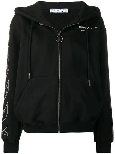 Puzzle Print Zip-Up Hoodie Black - OFF WHITE - BALAAN 1