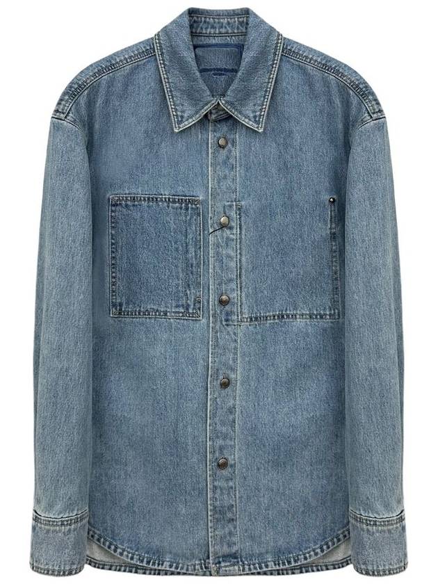 Men s Swaying Flower Denim Long Sleeve Shirt Blue - WOOYOUNGMI - BALAAN 4