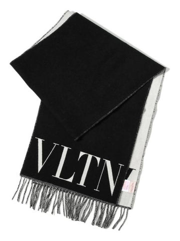 VLTN Logo Wool Muffler Black - VALENTINO - BALAAN 1