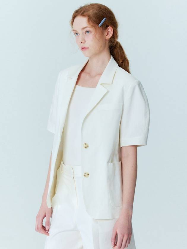 SET_Volume sleeve linen jacket_Bermuda pants_Ivory - OPENING SUNSHINE - BALAAN 3