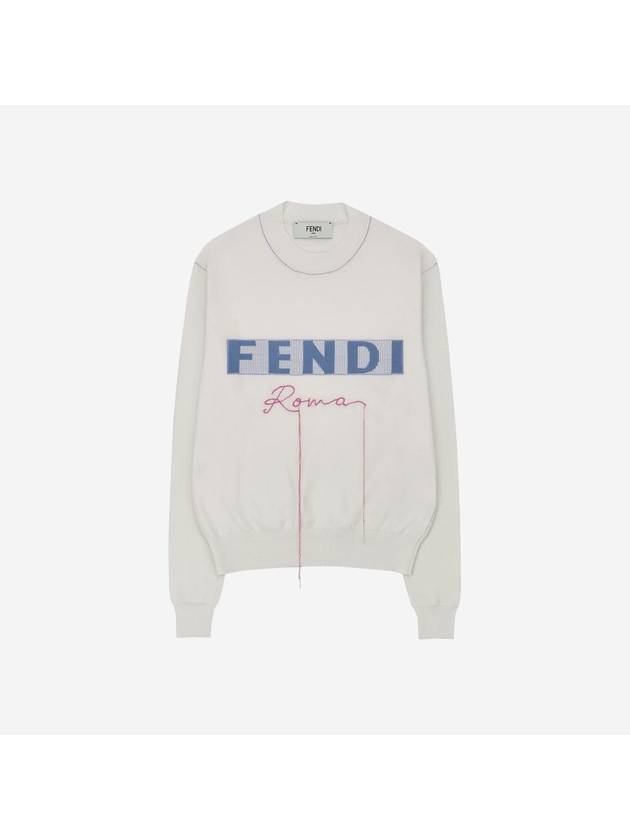 Logo Cashmere Blend Knit Top White - FENDI - BALAAN 2