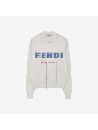 Logo Cashmere Blend Knit Top White - FENDI - BALAAN 2