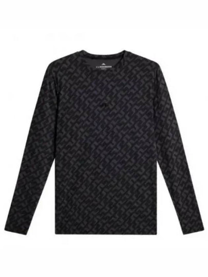 Men's Thor Allover Logo Print Long Sleeve T-Shirt Black - J.LINDEBERG - BALAAN 2