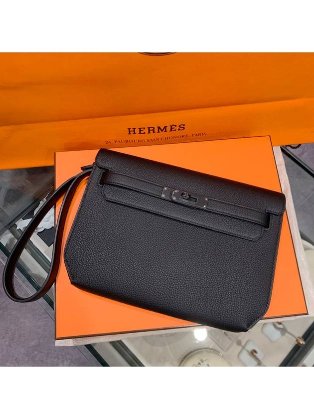 Kelly Depeche Bag 25 Monochrome Pouch Togo Skin Black - HERMES - BALAAN 3