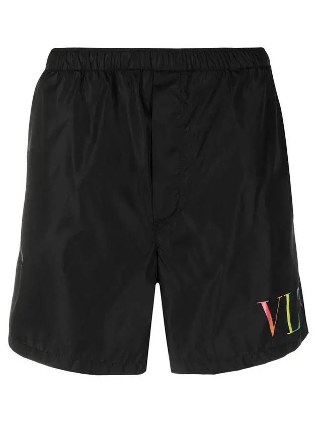 Rainbow VLTN Logo Swim Shorts Black - VALENTINO - BALAAN 3