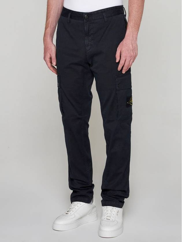 Garment Dyed Old Effect Stretch Broken Twill Cotton Cargo Pants Navy - STONE ISLAND - BALAAN 2