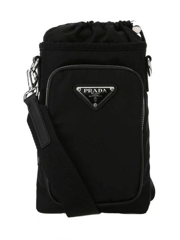 Re-Nylon Strap Phone Pouch Black - PRADA - BALAAN 1