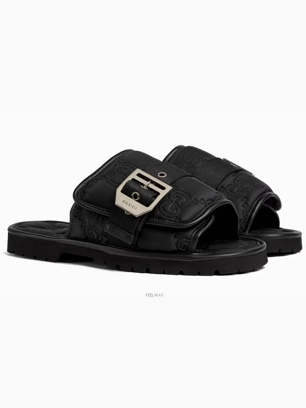 Nylon Quilted Sandals Black - GUCCI - BALAAN 6