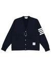 Classic V-Neck 4 Bar Stripe Cardigan Navy - THOM BROWNE - BALAAN 2