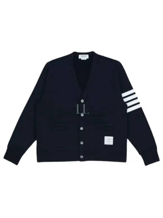 Classic V-Neck 4 Bar Stripe Cardigan Navy - THOM BROWNE - BALAAN 2