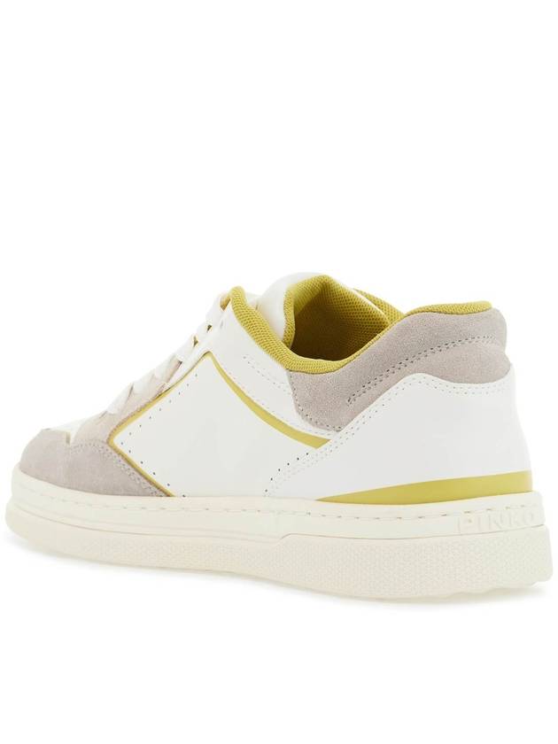 sneakers mandy 08 in white leather with lime details for women - PINKO - BALAAN 3