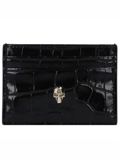 Skull Crocodile Leather Card Wallet Black - ALEXANDER MCQUEEN - BALAAN 2