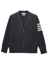 Men's Sustainable Classic Diagonal Wool Cardigan Medium Grey - THOM BROWNE - BALAAN 2