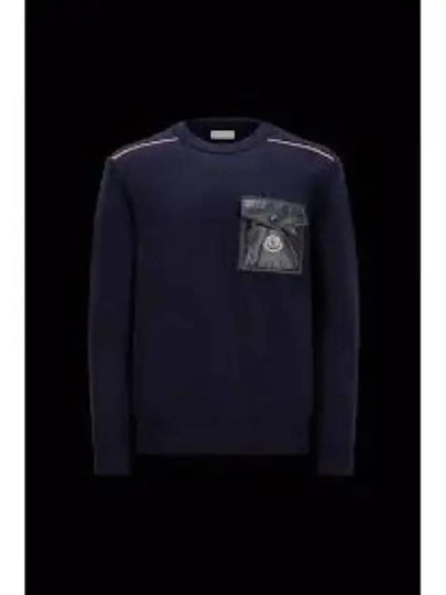 Chest Pocket Logo Patch Knit Top Navy - MONCLER - BALAAN 2