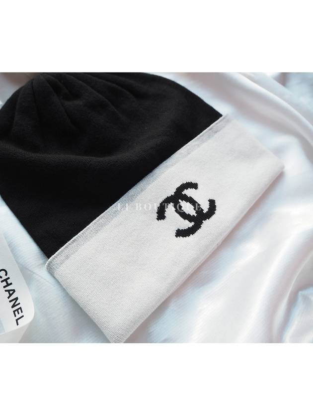 CC Logo Cashmere Beanie White Black Unisex AAA629 - CHANEL - BALAAN 2