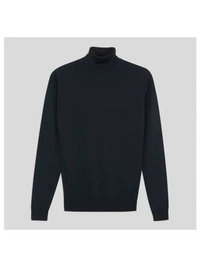 Men's Shawl Extra Fine Merino Wool Turtleneck Midnight - JOHN SMEDLEY - BALAAN 2