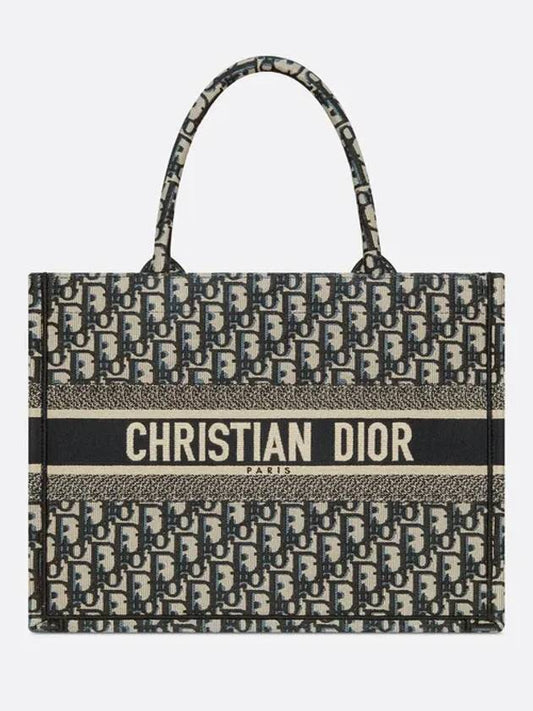 Oblique Medium Book Tote Bag Ecru Blue - DIOR - BALAAN 2