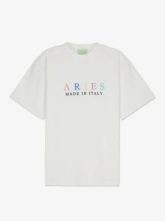 United Colors Embroidered Short Sleeve T Shirt White CTAR60007white - ARIES - BALAAN 1