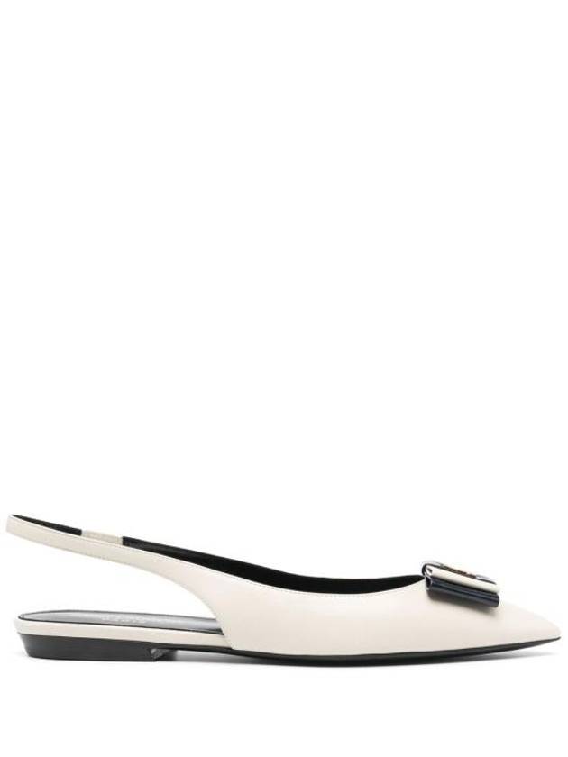 Anais Slingback Flats In Smooth And Patent Leather Ivory - SAINT LAURENT - BALAAN 2