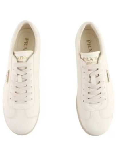 Triangle Logo Lane Leather Low-Top Sneakers Ivory - PRADA - BALAAN 2