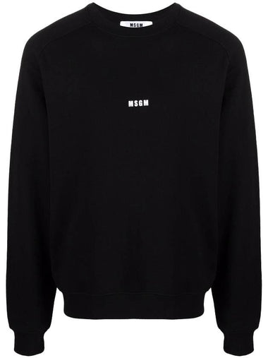 Micro Logo Print Cotton Sweatshirt Black - MSGM - BALAAN 1