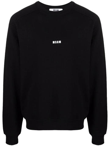 Micro Logo Print Cotton Sweatshirt Black - MSGM - BALAAN 1