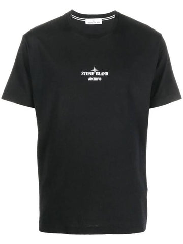 Men's Archibio Logo Short Sleeve T-Shirt Black - STONE ISLAND - BALAAN.