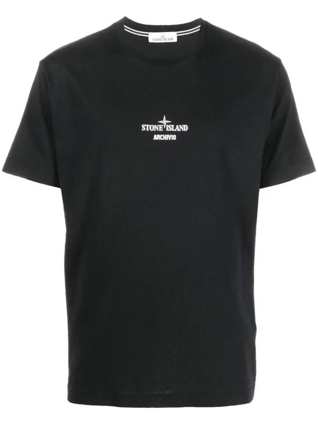 Men's Archivio Logo Short Sleeve T-Shirt Black - STONE ISLAND - BALAAN 1