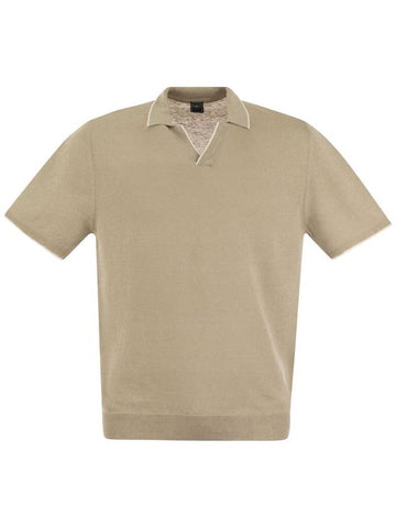 Polo shirt with open collar in linen and cotton - FEDELI - BALAAN 1