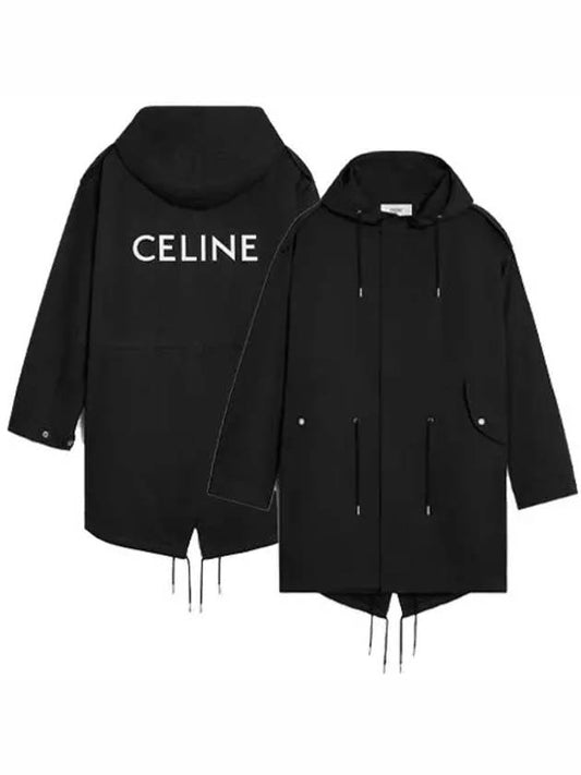 Technical Cotton Long Parka Black - CELINE - BALAAN 2